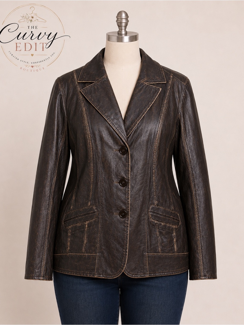 Lane Bryant Classic 100% Genuine Leather Distressed Blazer Jacket | Size 18/20